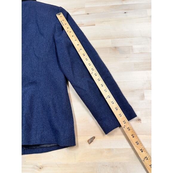 VTG Lands End Sweater Wool Blend Full Zip Navy Blue Women’s Size 12 - Picture 4 of 7